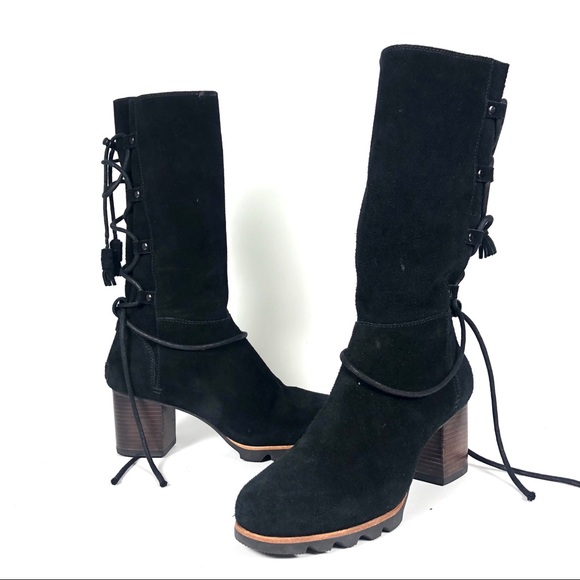 Sorel Shoes - Sorel suede lace snow winter boots Farrah mid-calf